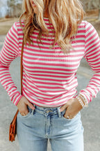Striped Mock Neck Long Sleeve Top (9)