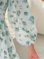 Full Size Floral Print Lace Detail V-neck Mini Dress Plus (3)