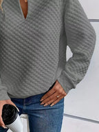 Textured Notched Raglan Sleeve Sweatshirt (7)