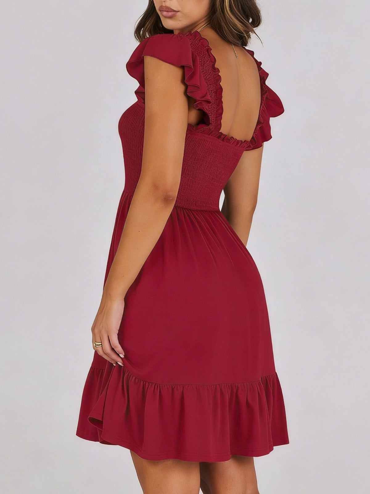 Smocked Ruffle Hem Mini Dress (17)