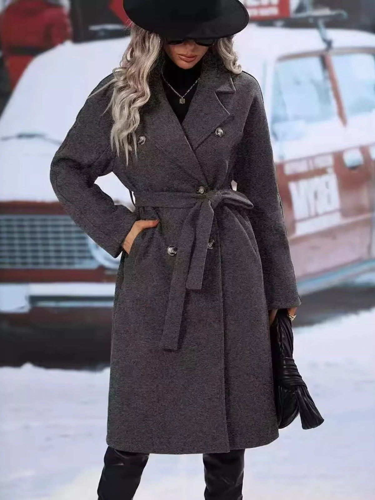 Double-breasted Lapel Collar Overcoat (24)