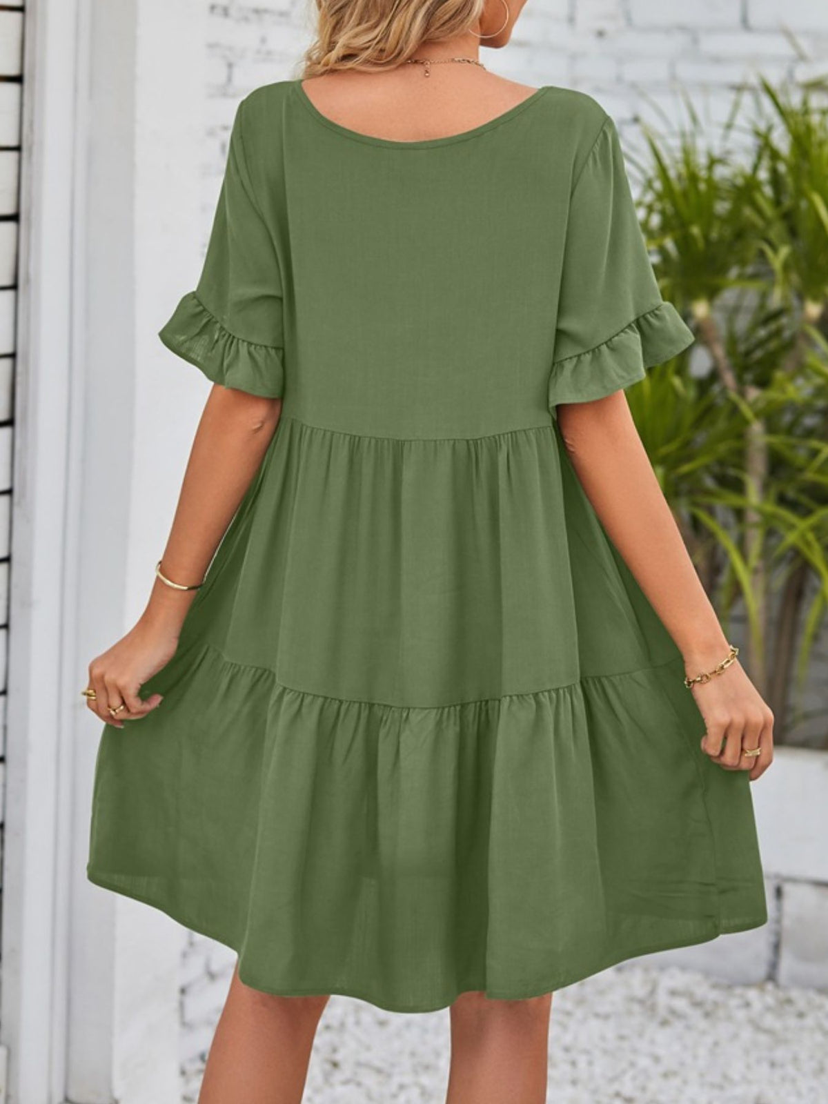Ruffled Sleeve Tiered Mini Dress (31)