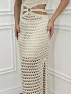 Cutout Slit Round Neck Sweater Dress (11)