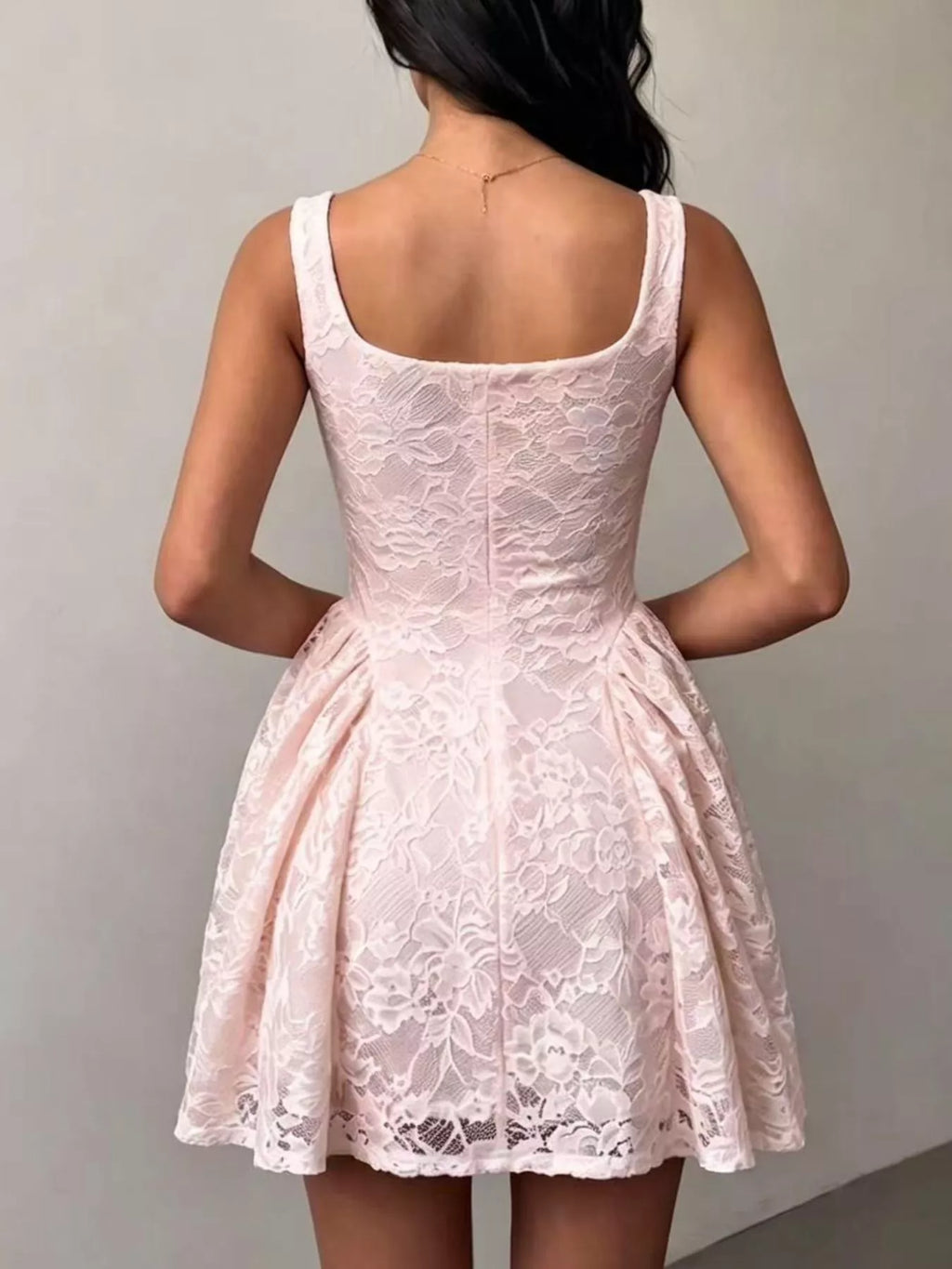 Floral Lace Square Neck Mini Dress (7)