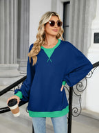 Contrast Round Neck Long Sleeve Sweatshirt (3)