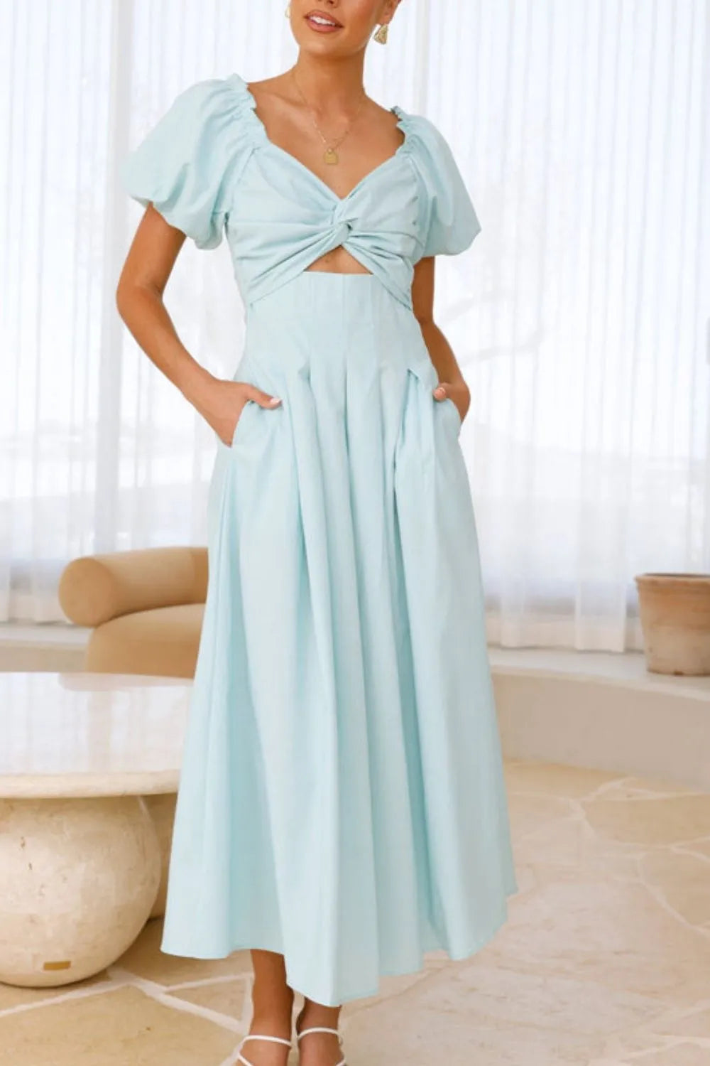 Sweetheart Neck Puff Sleeve Dress (29)