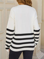 Striped Trim Crew Neck Sweater (6)