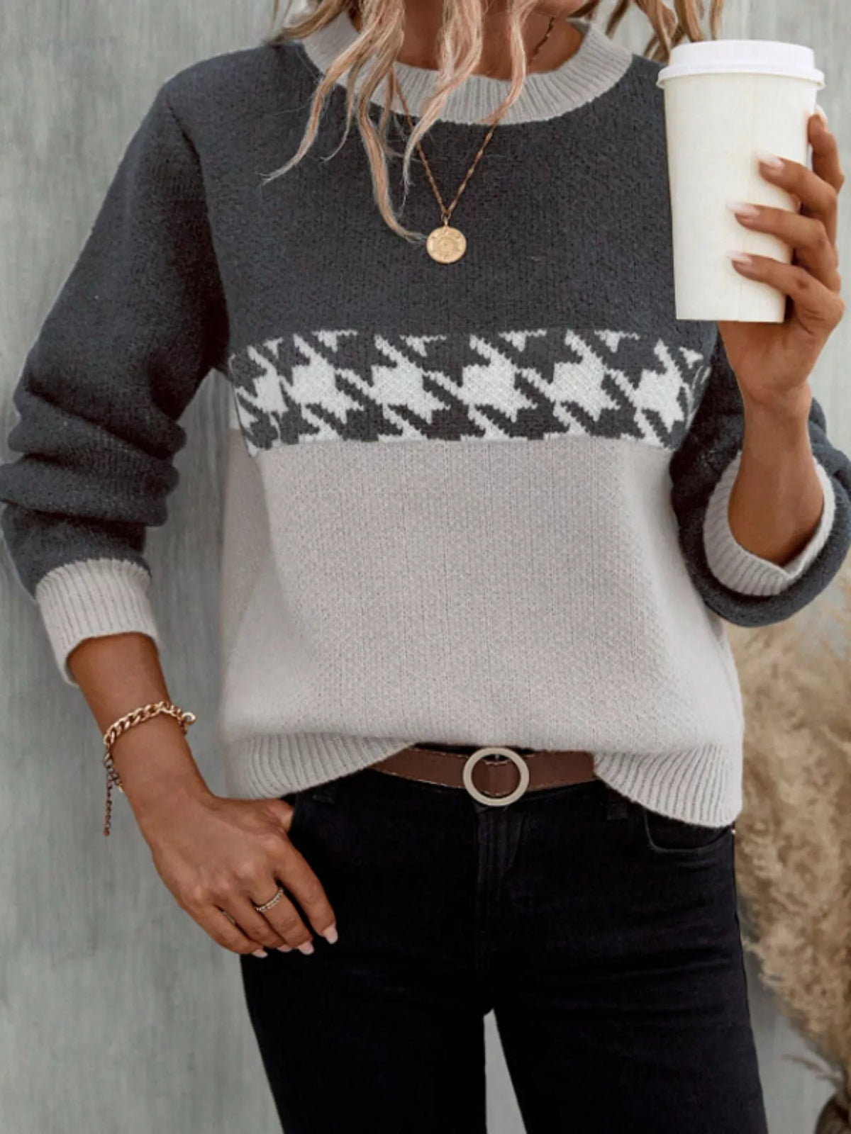 Block Houndstooth Sweater (8)