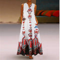 V-neck Swing Dress variant CJNSSYLY09211-White-XL|CJNSSYLY09211-White-S|CJNSSYLY09211-White-L|CJNSSYLY09211-White-3XL|CJNSSYLY09211-White-M|CJNSSYLY09211-White-XXL|CJNSSYLY09211-White-5XL|CJNSSYLY09211-White-4XL