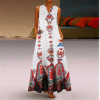 V-neck Swing Dress variant CJNSSYLY09211-White-XL|CJNSSYLY09211-White-S|CJNSSYLY09211-White-L|CJNSSYLY09211-White-3XL|CJNSSYLY09211-White-M|CJNSSYLY09211-White-XXL|CJNSSYLY09211-White-5XL|CJNSSYLY09211-White-4XL