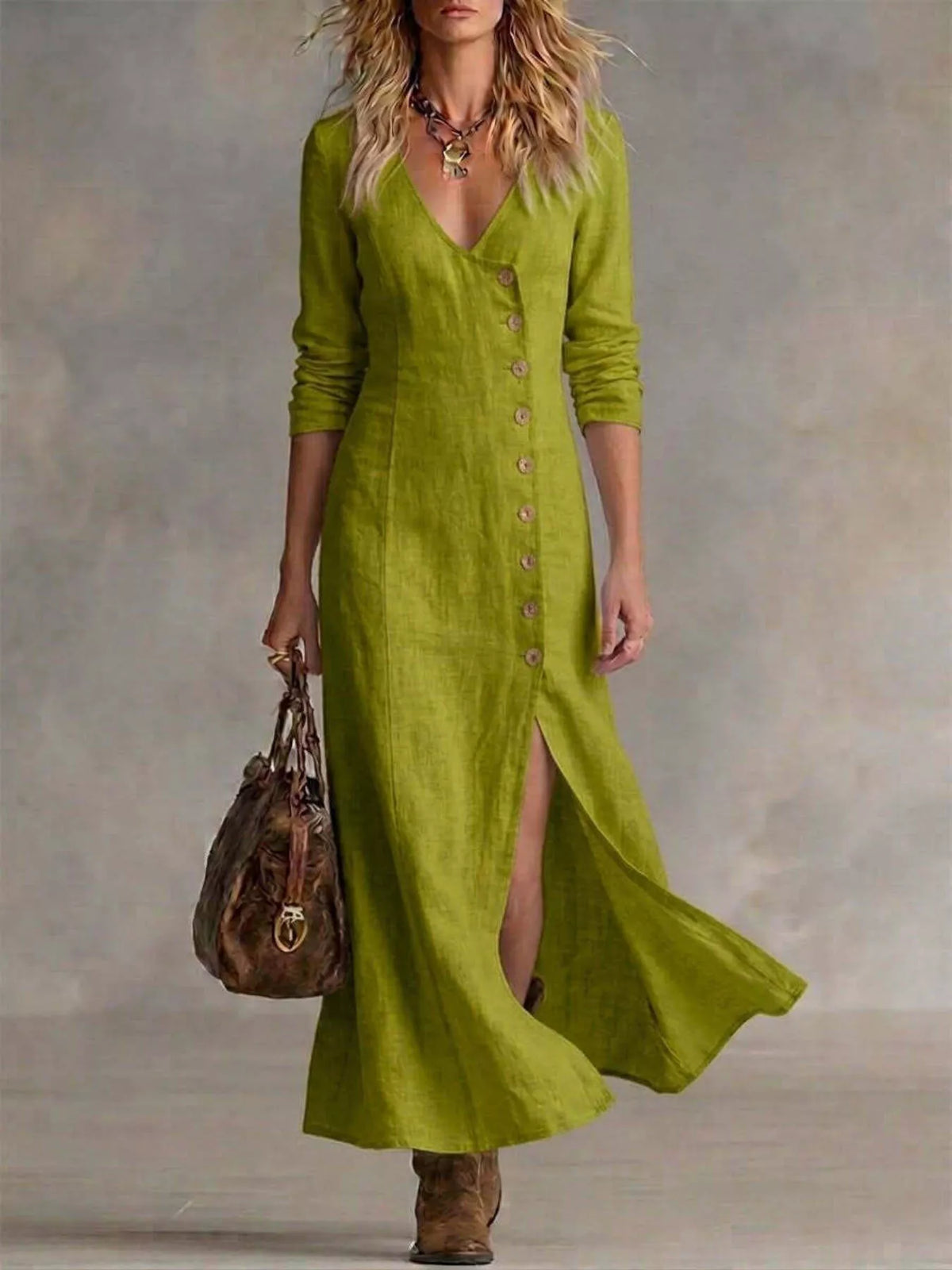 Slit Button-down Midi Dress (11)