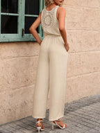 Sleeveless Button-front Wide Leg Jumpsuit (12)