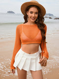 Openwork Long Sleeve Cover-up