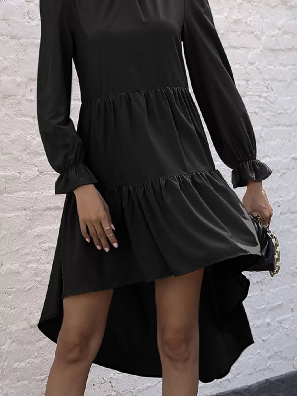High-low Flounce Sleeve Dress (9)