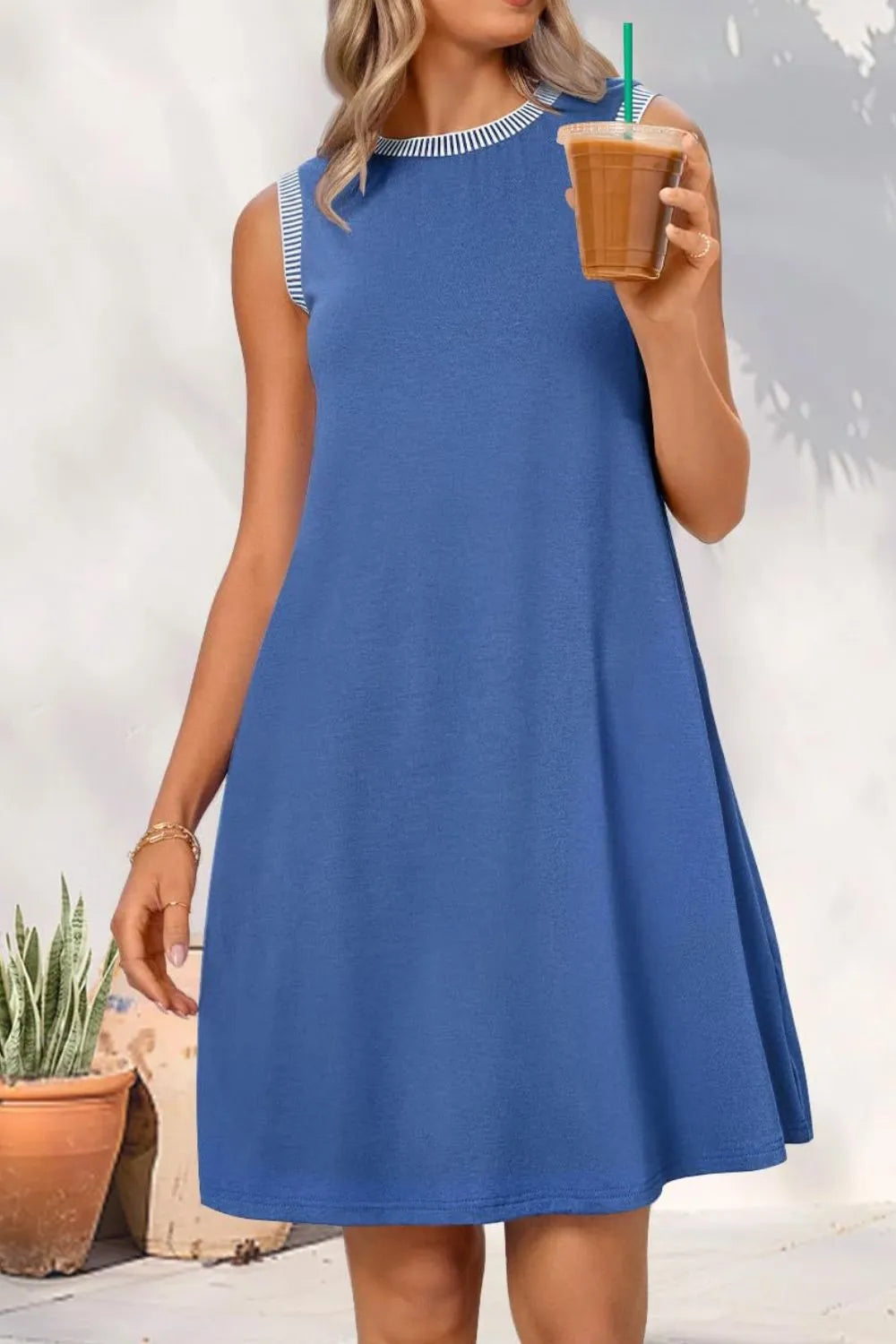 Round Neck Sleeveless Mini Tank Dress (15)
