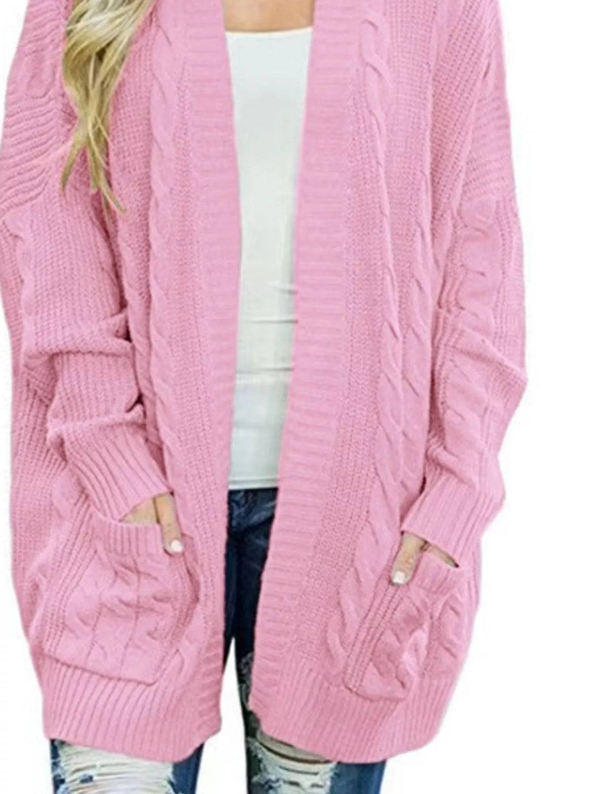 Chunky Knit Open Front Cardigan (20)