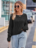 Round Neck Cable-knit Sweater (3)