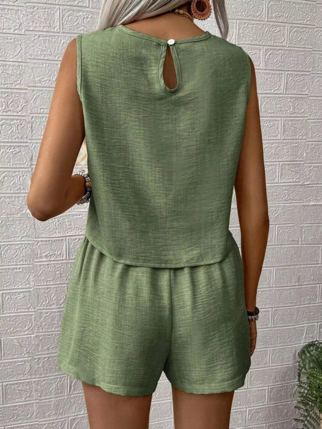 Sleeveless Top Shorts Casual Set (23)