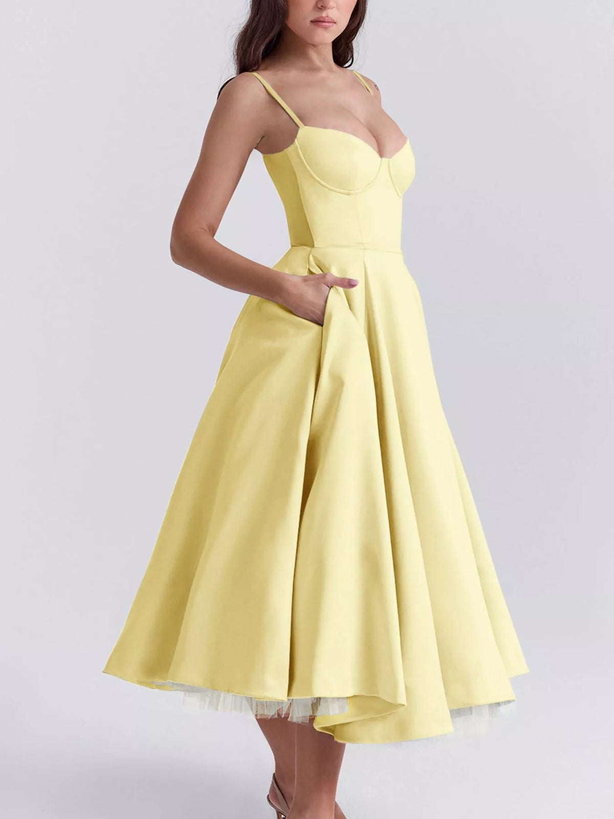 Sweetheart Neck A-line Midi Dress (34)