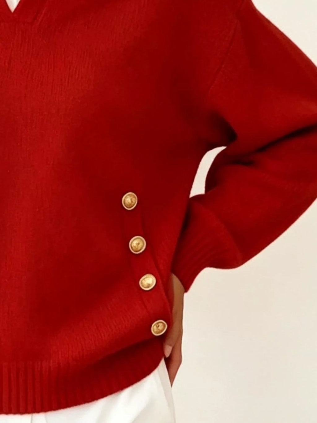 Chic Collared Decor-button Sweater (3)