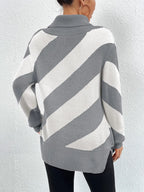 Striped Turtleneck Dropped Shoulder Sweater (7)