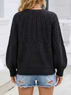 Cable-knit Round Neck Sweater (15)