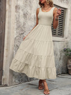Smocked Scoop Neck Sleeveless Tank Dress (5)