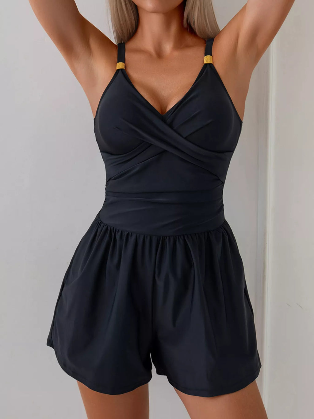 V-neck Spaghetti Strap One-piece Swimsuit (4)