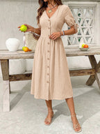 Button-down Short Sleeve Midi Dress (4)