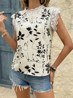 Lace Trim Sleeveless Blouse (8)