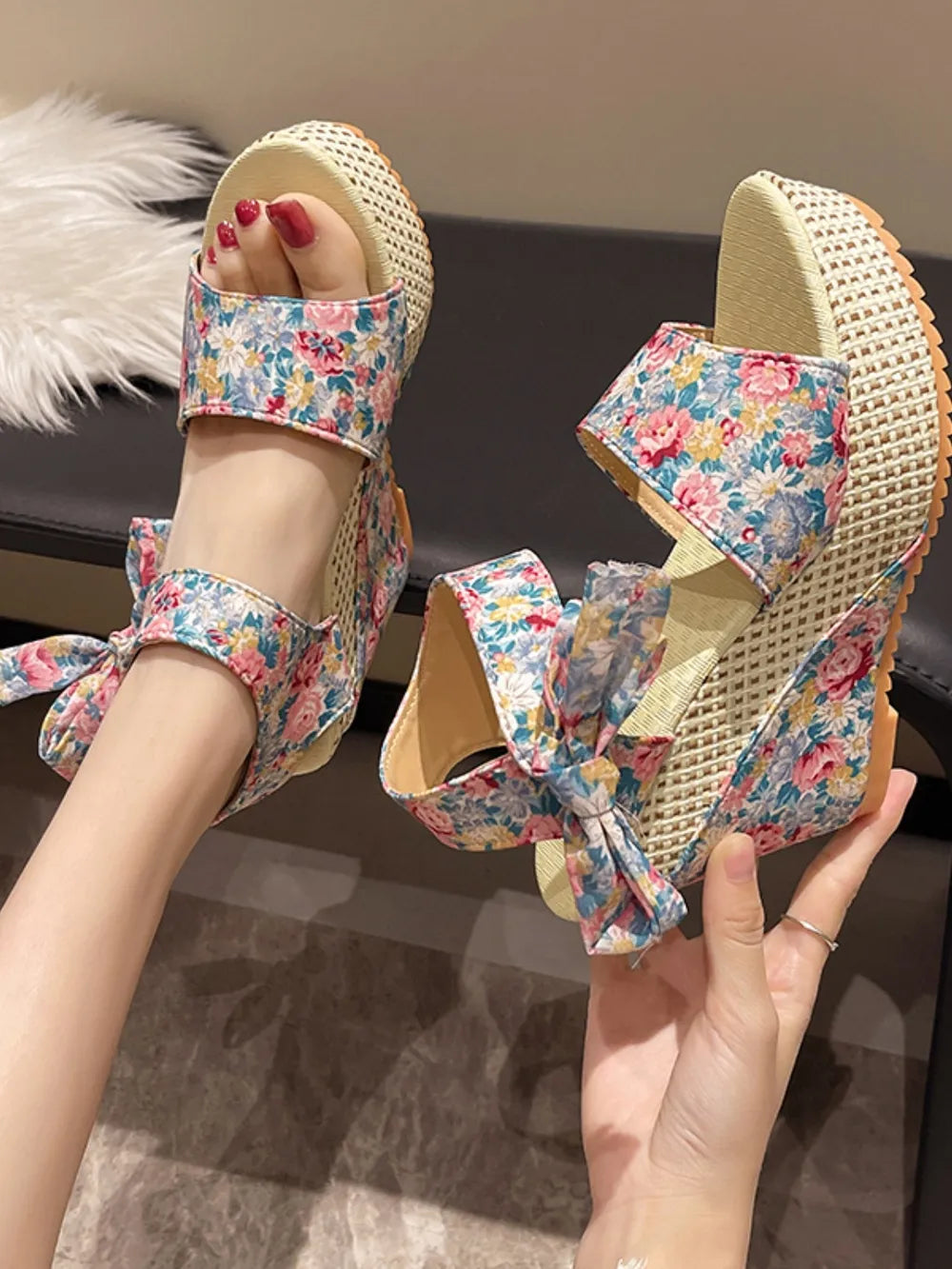 Floral Tied High Heel Sandals (4)