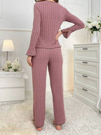 Contrast Bow Detail Top Pants Lounge Set (14)