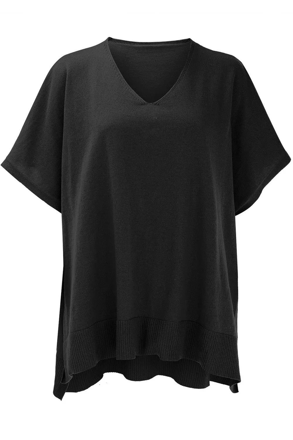 Slit V-neck Half Sleeve Knit Top (26)
