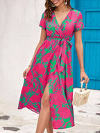 Surplice Short Sleeve Midi Dress (13)