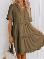 Tiered Notched Short Sleeve Mini Dress (14)