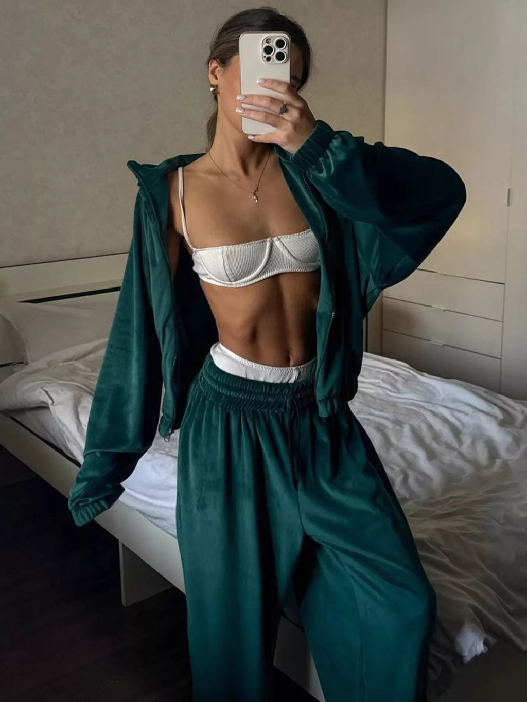 Zip Up Long Sleeve Outerwear Pants Set (10)