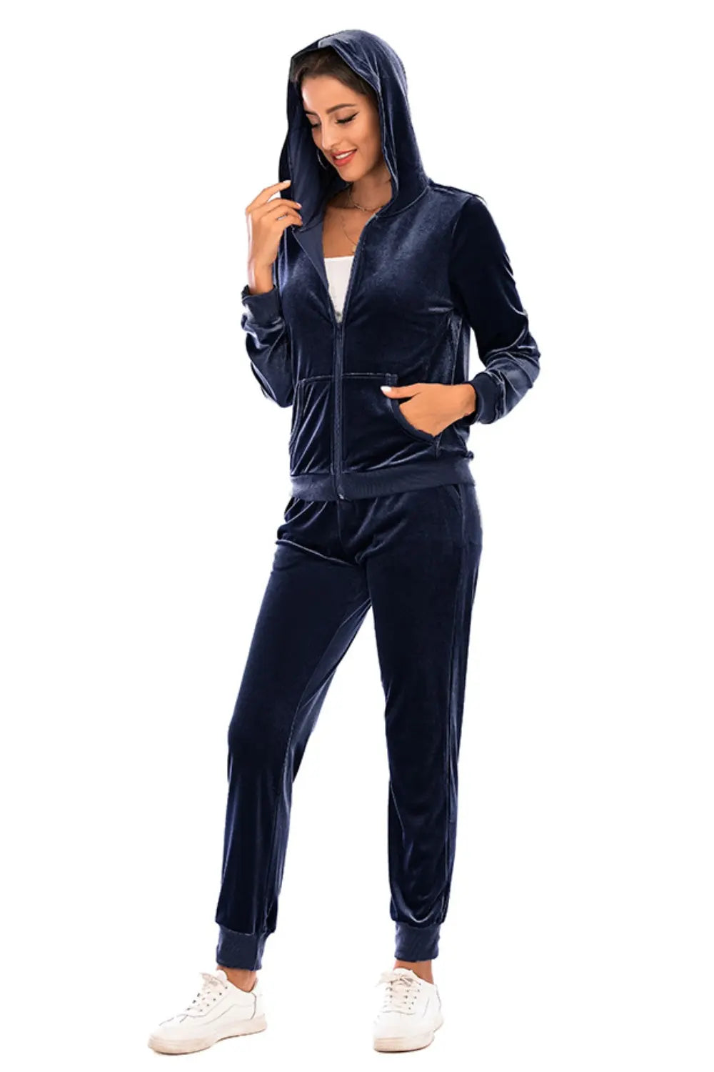 Zip-up Hooded Jacket Pants Set (23)