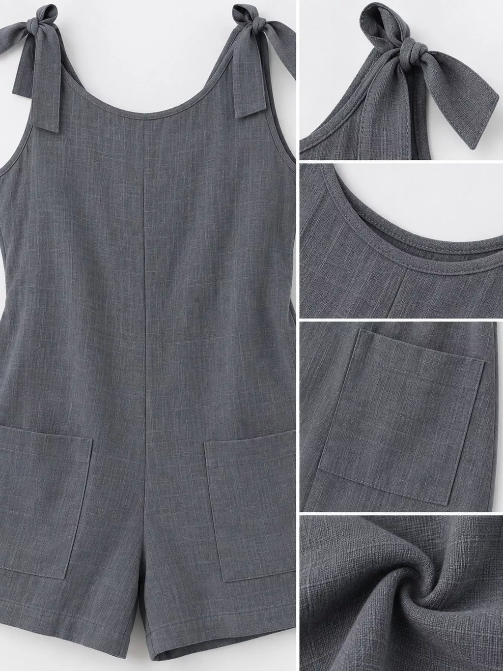 Full Size Tie-shoulder Romper Pockets Plus (4)