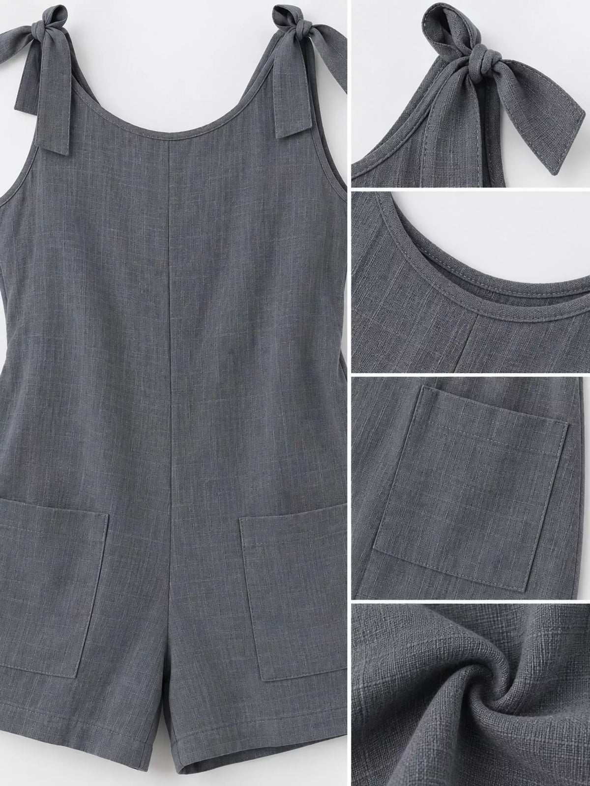 Full Size Tie-shoulder Romper Pockets Plus (4)