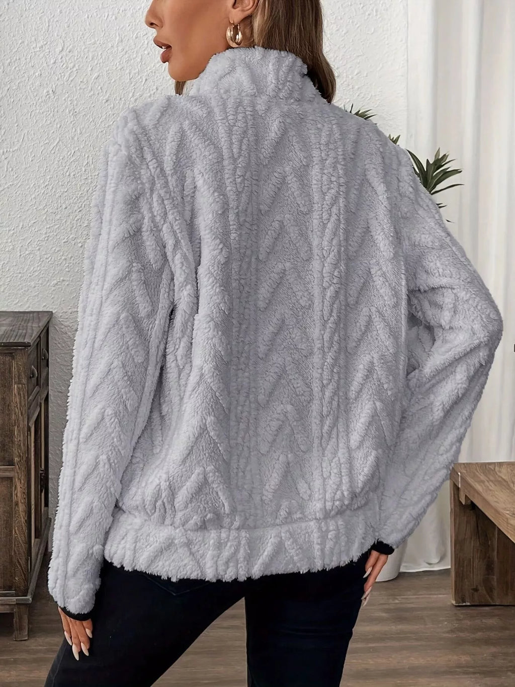 Full Size Fleece Half Zip Sweatshirt Plus (8)