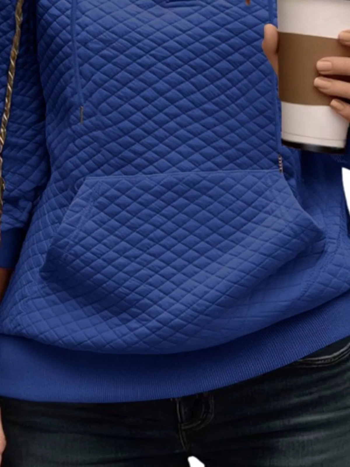 Drawstring Textured Dropped Shoulder Hoodie (16)