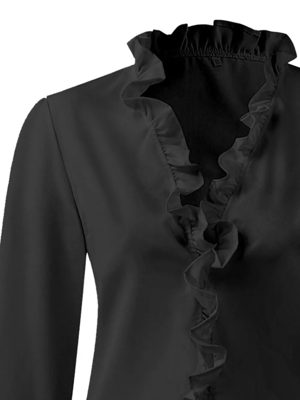 Ruffled V-neck Long Sleeve Blouse (23)