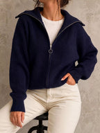 Zip Up Dropped Shoulder Cardigan (14)
