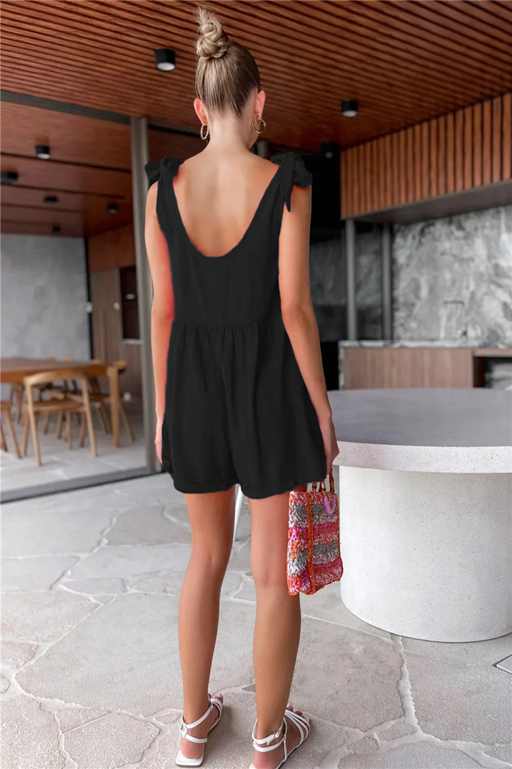 Full Size Scoop Neck Tie Shoulder Romper (13)