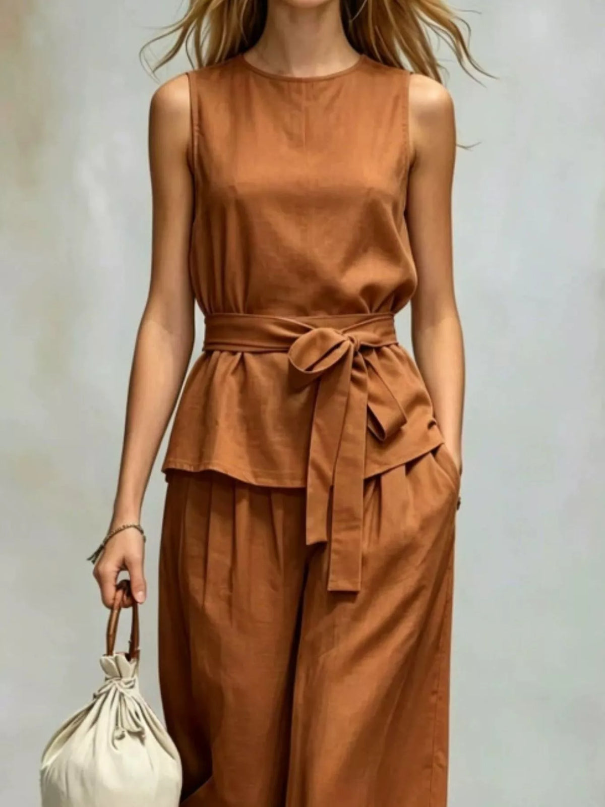 Sleeveless Top Wide-leg Pants Set (2)