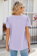 Eyelet Puff Sleeve T-shirt (2)