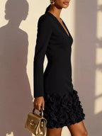 V-neck Dress Rose Embellishment (2)