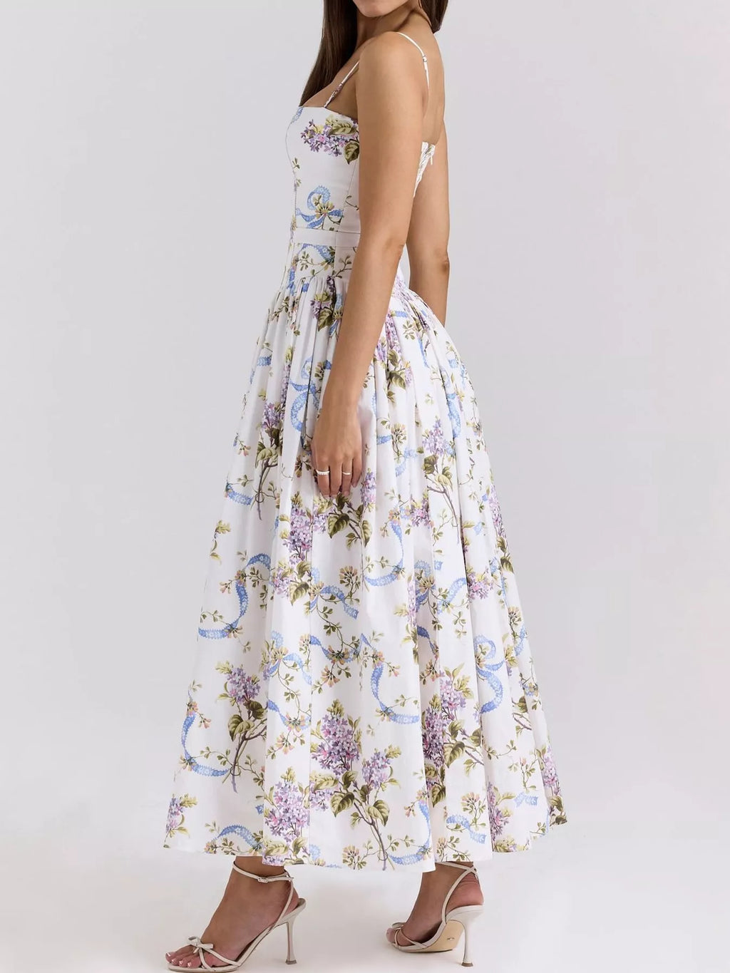 Floral Spaghetti Straps Midi Dress (31)