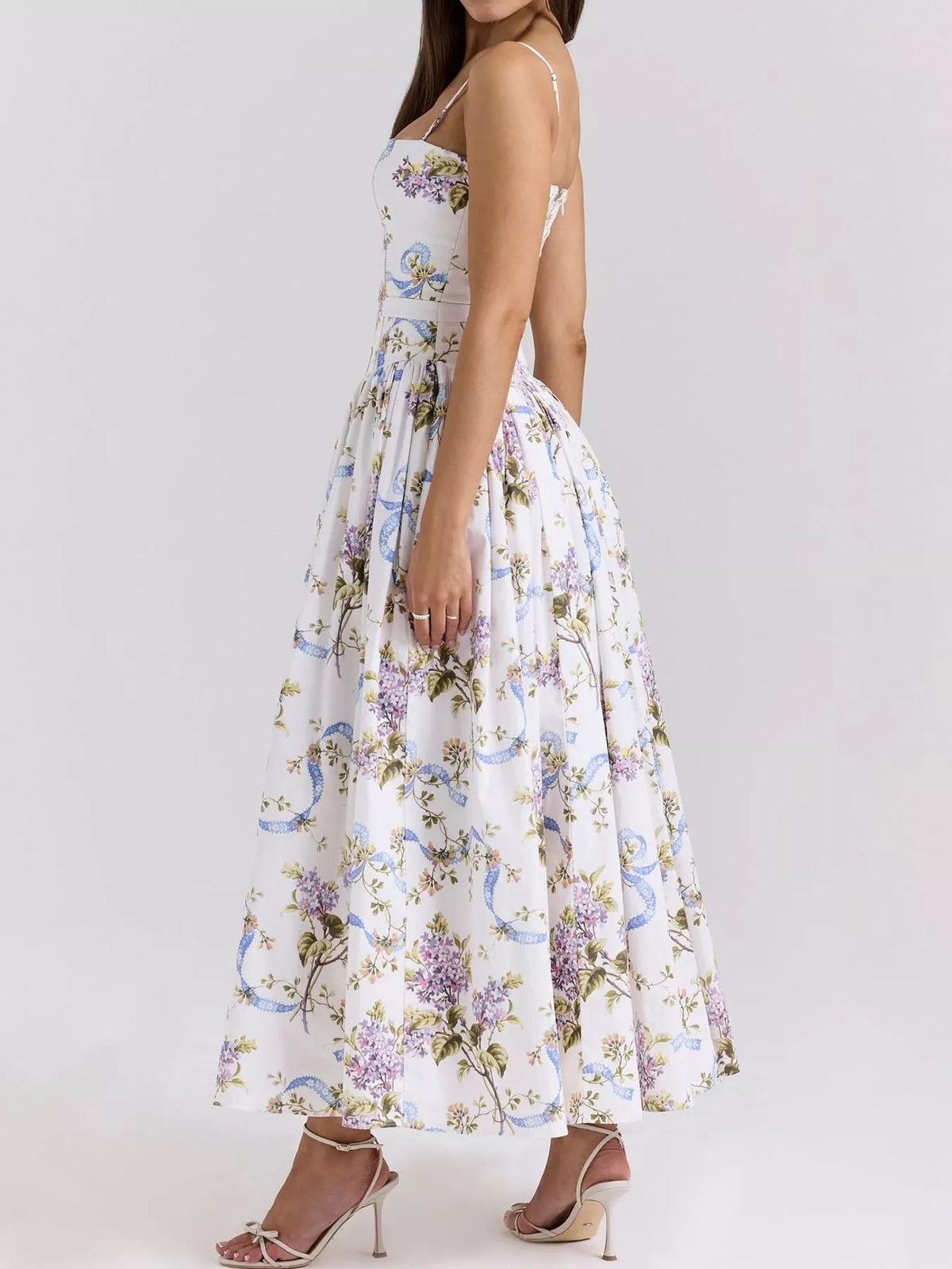 Floral Spaghetti Straps Midi Dress (31)