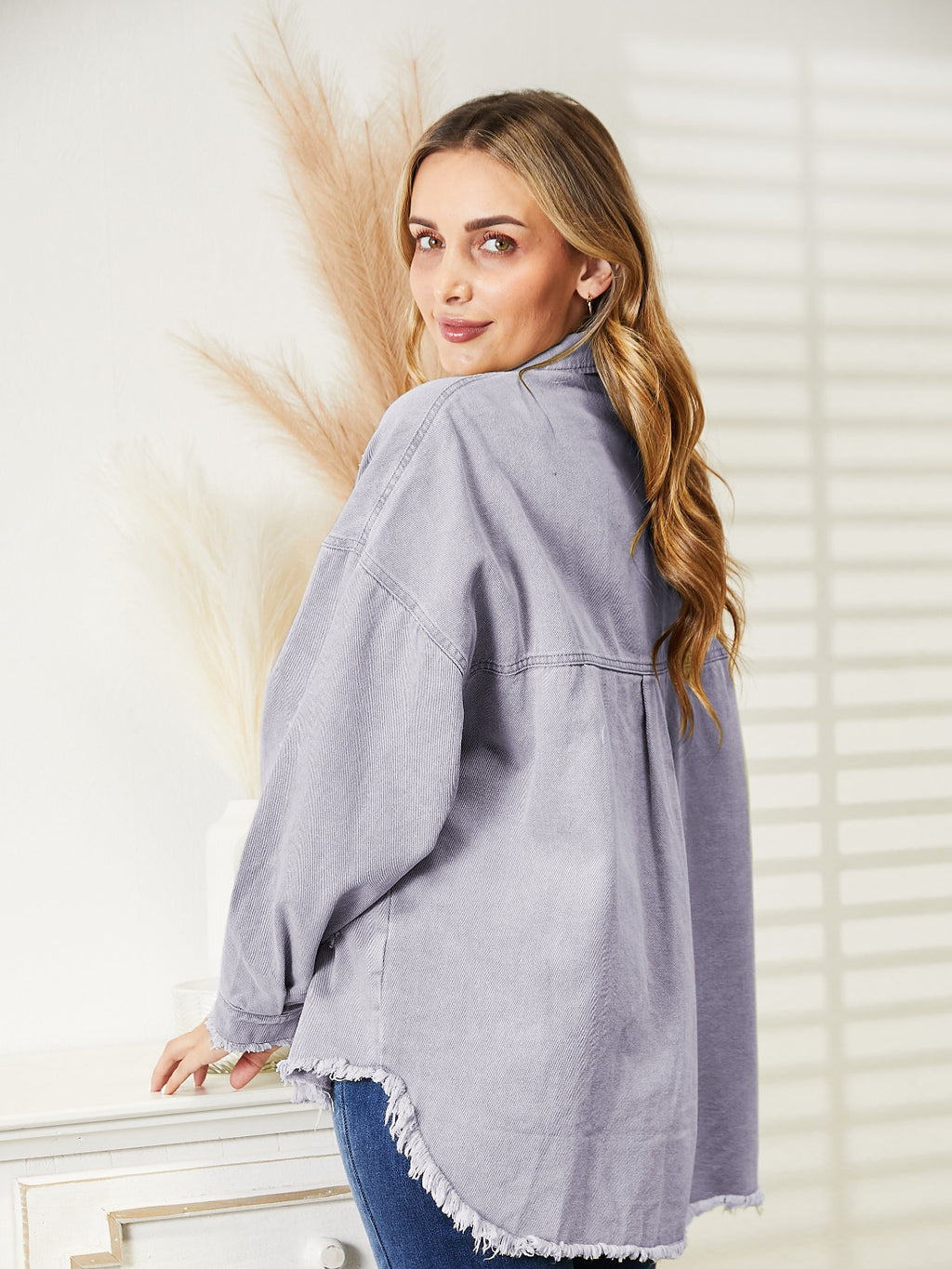 Distressed Raw Hem Denim Jacket (6)